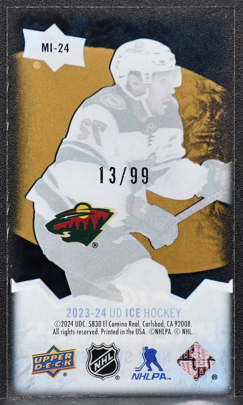 2023-24 UD Ice Premieres Minis Gold Nick Swaney MI-24 Minnesota Wild RC 13/99 7481