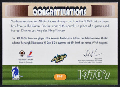 2003-04 In The Game Be A Player All-Star Game History Jersey Dionne Jersey 5531