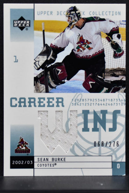 2002-03 UD Mask Collection Career Wins Sean Burke 068/276 Jersey 4374