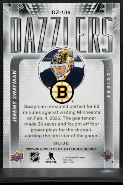 2025-26 Upper Deck Extended Series Dazzlers Blue Jeremy Swayman Bruins 8679