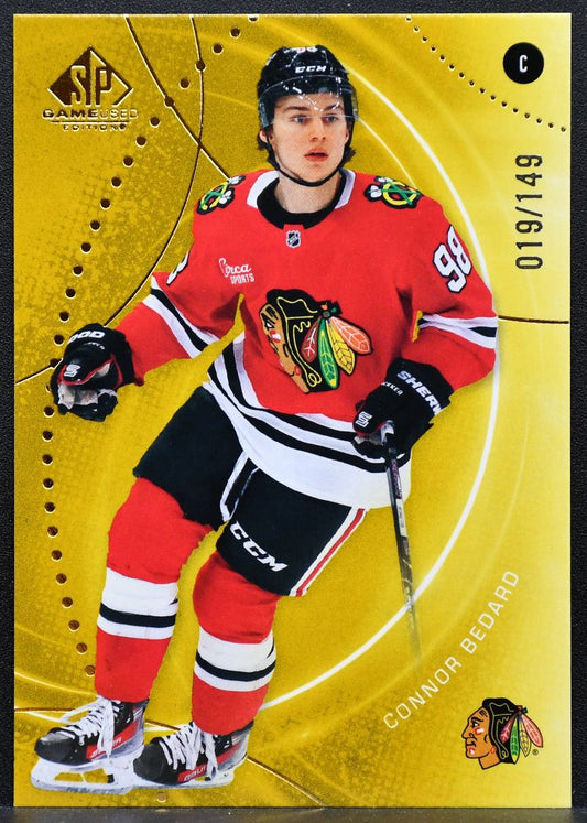 2025-26 SP Game Used Gold Connor Bedard 94 Chicago Blackhawks 019/149 7996