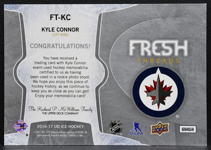 2016-17 Upper Deck ICE Fresh Threads Kyle Connor FT-KC Winnipeg Jets RC 4282