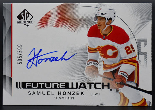 2024-25 SP Authentic Samuel Honzek 166 Calgary Flames RC Auto 595/599