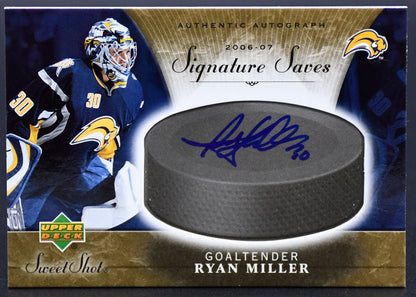 2007-08 UD Sweet Shot Signature Saves Ryan Miller SS-RM Auto