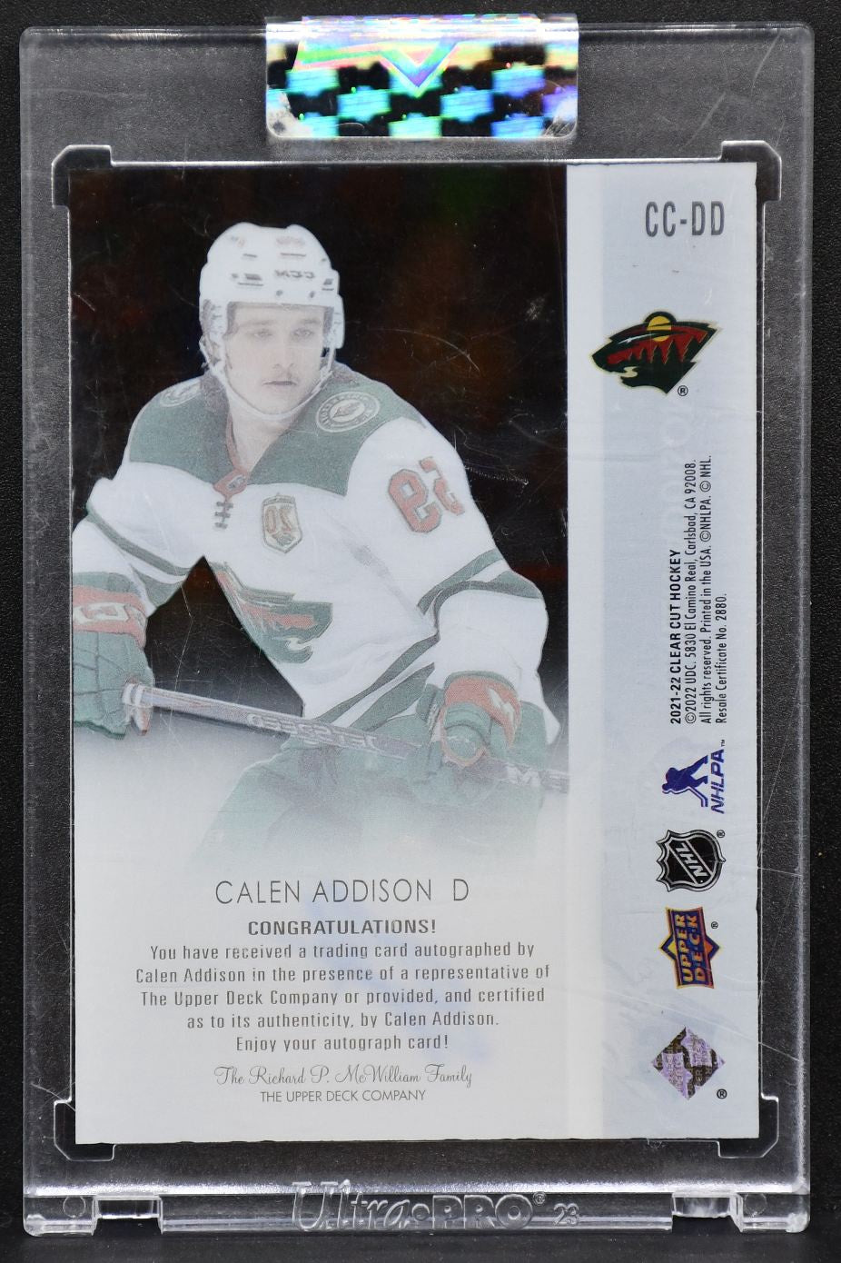 2021-22 Upper Deck Clear Cut Base Calen Addison CC-DD RC Auto 0954