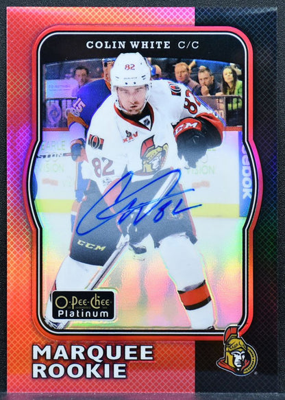 2017-18 OPC Platinum Marquee Rookie Red Rainbow Auto Colin White RC Auto 2684