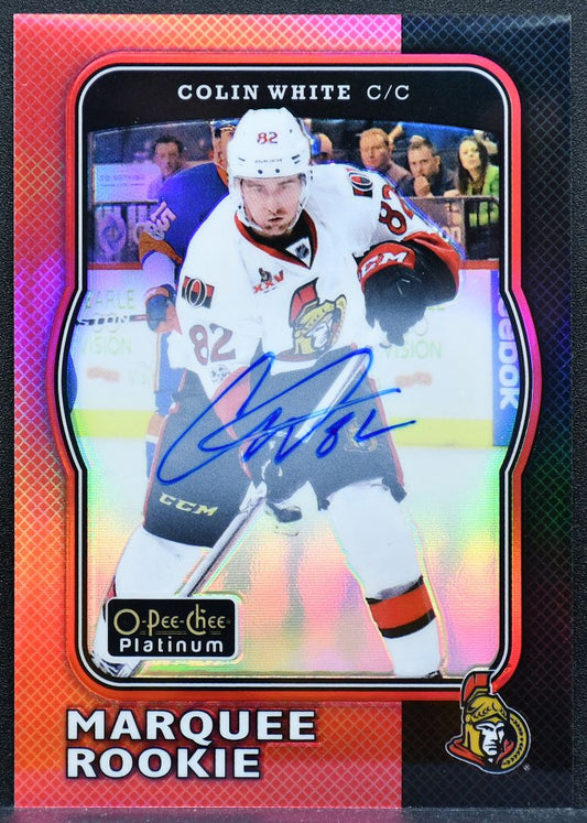 2017-18 OPC Platinum Marquee Rookie Red Rainbow Auto Colin White RC Auto 2684