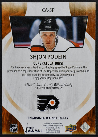 2025-26 UD Engrained Icons Base Auto Shjon Podein CA-SP Philadelphia Flyers Auto 6072