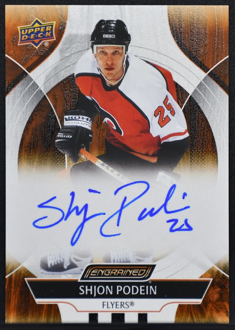 2025-26 UD Engrained Icons Base Auto Shjon Podein CA-SP Philadelphia Flyers Auto 6072
