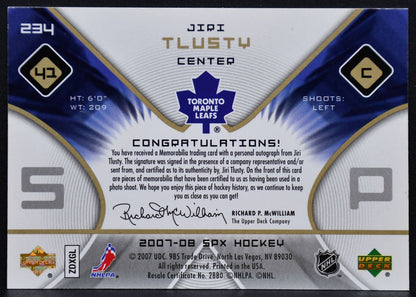 2007-08 SPx RC Jersey Jiri Tlusty 234 Maple Leafs RC Auto 436/499 Jersey 0256