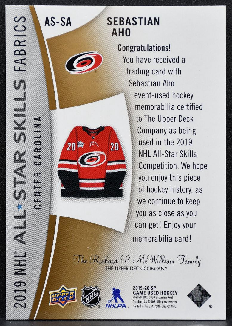 2019-20 SP Game Used 2019 NHL All-Star Skills Fabrics Patch Aho 31/35 Patch 6255