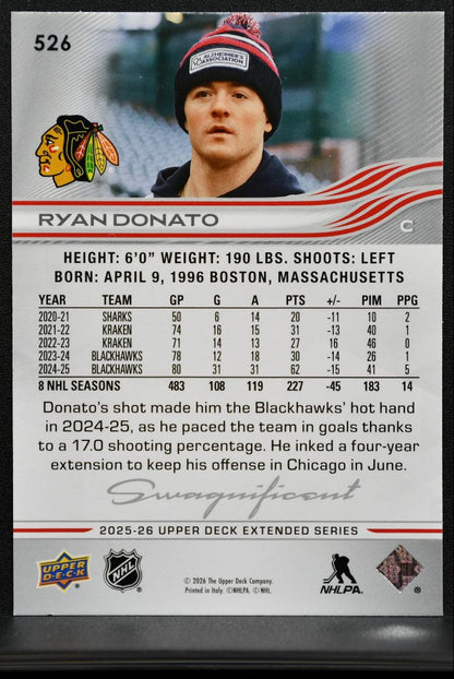 2025-26 Upper Deck Extended Series Swagnificent Ryan Donato 526 Blackhawks 3154