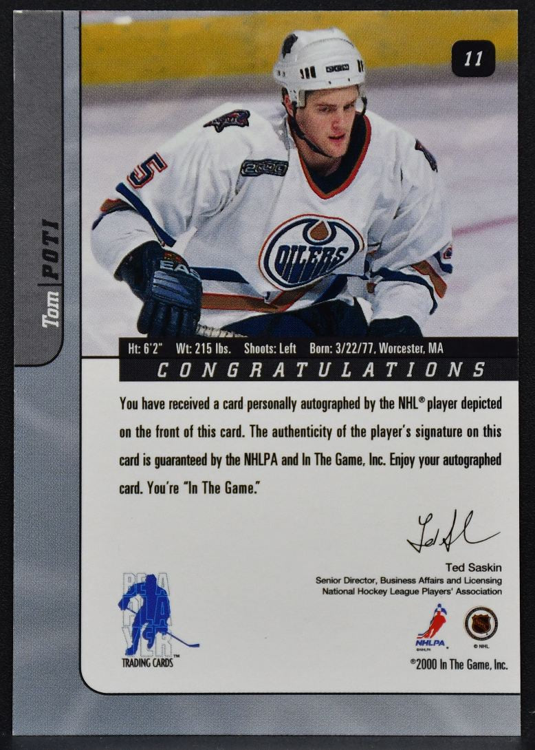 2000-01 Be a Player Signature Series Autographs Tom Poti 11 Oilers Auto 9833
