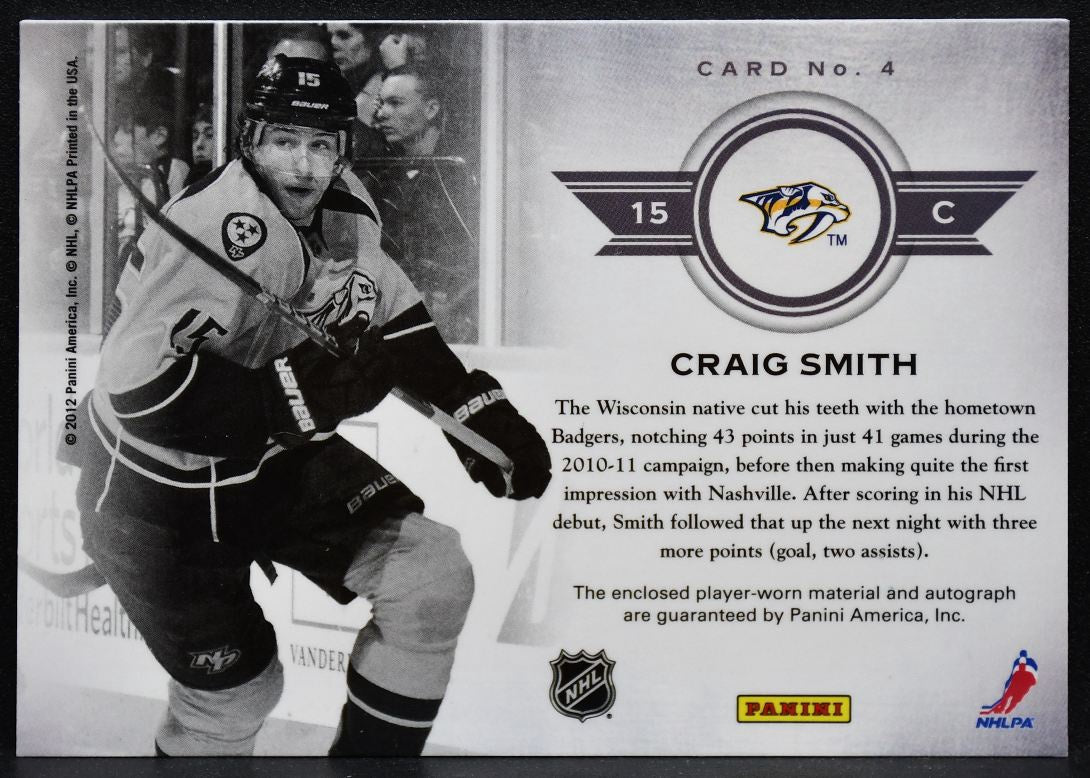 2011-12 Panini Titanium Reserve Dual Smith Predators RC Auto 043/100 Jersey 6665