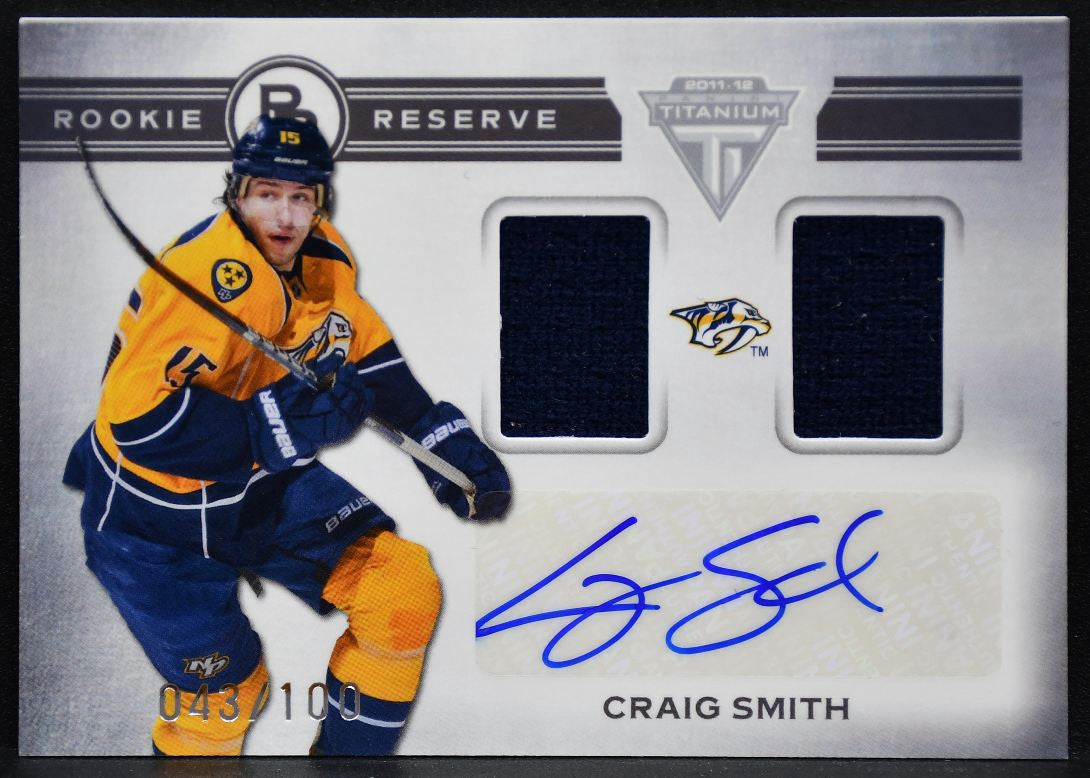 2011-12 Panini Titanium Reserve Dual Smith Predators RC Auto 043/100 Jersey 6665