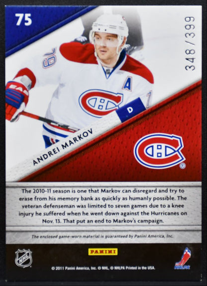 2011-12 Panini Certified Fabric of the Game Markov Canadiens 348/399 Jersey 5173
