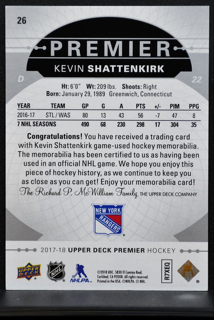 2017-18 UD Premier Base Jerseys Kevin Shattenkirk Rangers Jersey 0438