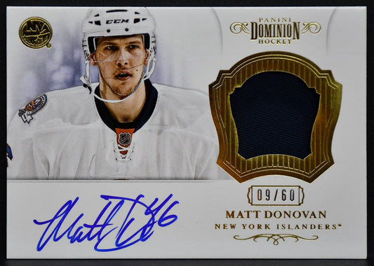 2012-13 Panini Dominion Jersey Matt Donovan 22 Islanders Auto 09/60 Jersey 0515