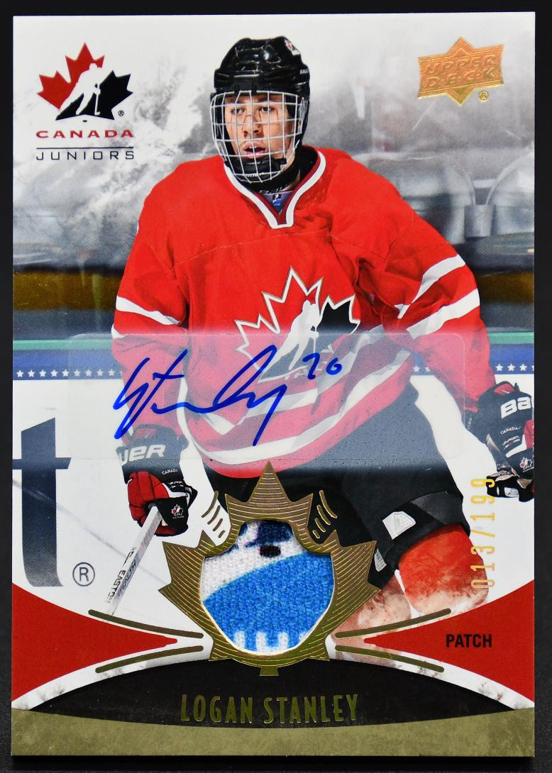2016-17 UD Team Canada Juniors Patch Auto Logan Stanley 127 Auto 013/199 Patch