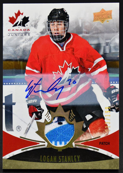 2016-17 UD Team Canada Juniors Patch Auto Logan Stanley 127 Auto 013/199 Patch