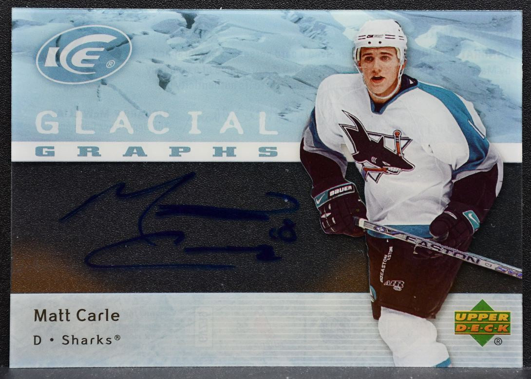 2007-08 Upper Deck Ice Glacial Graphs Matt Carle GG-MC San Jose Sharks Auto 1933