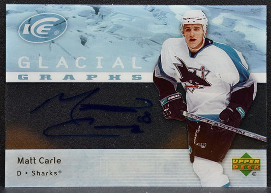 2007-08 Upper Deck Ice Glacial Graphs Matt Carle GG-MC San Jose Sharks Auto 1933
