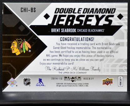 2014-15 UD Black Diamond Double Jerseys Brent Seabrook Blackhawks Jersey 5838