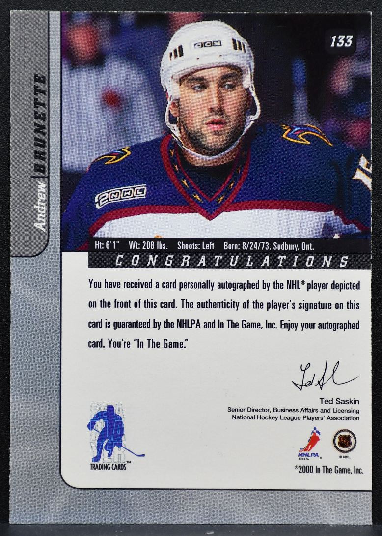 2000-01 Be a Player Signature Series Autographs Andrew Brunette Auto 0974