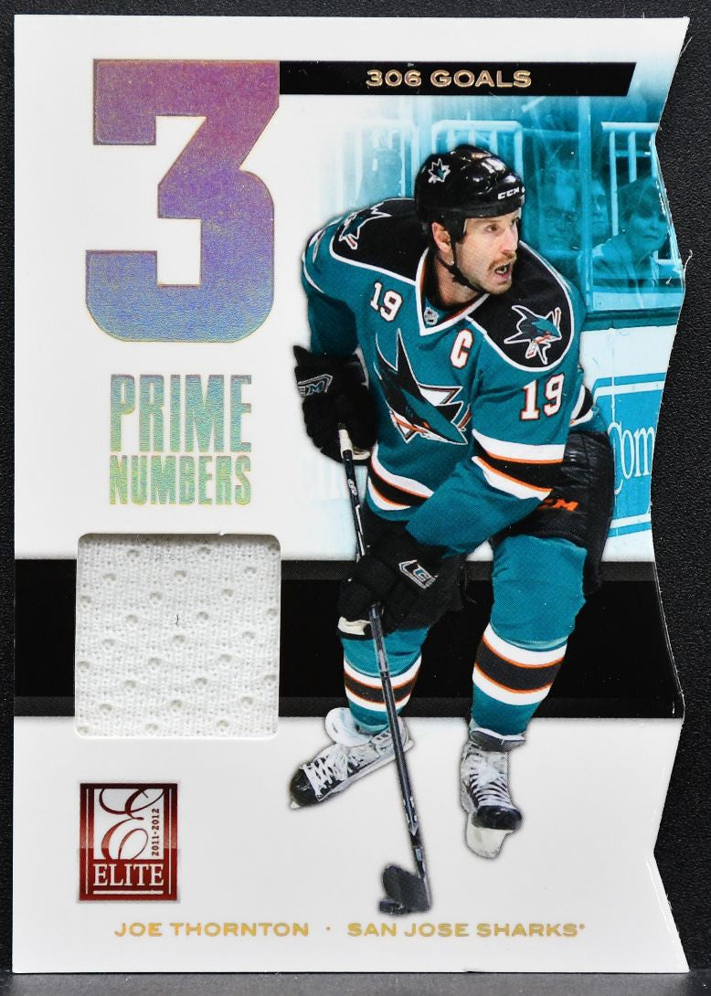 2011-12 Panini Elite Prime Numbers Joe Thorton 18 Sharks /306 Jersey 3803