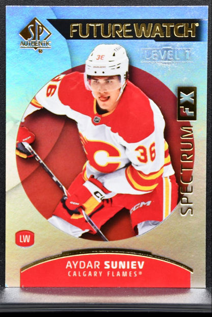 2025-26 SP Authentic Future Watch Spectrum FX Aydar Suniev S-59 Flames RC 9249