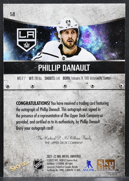 2021-22 SkyBox Metal Universe Autographs Silver Phillip Danault Kings Auto 1452