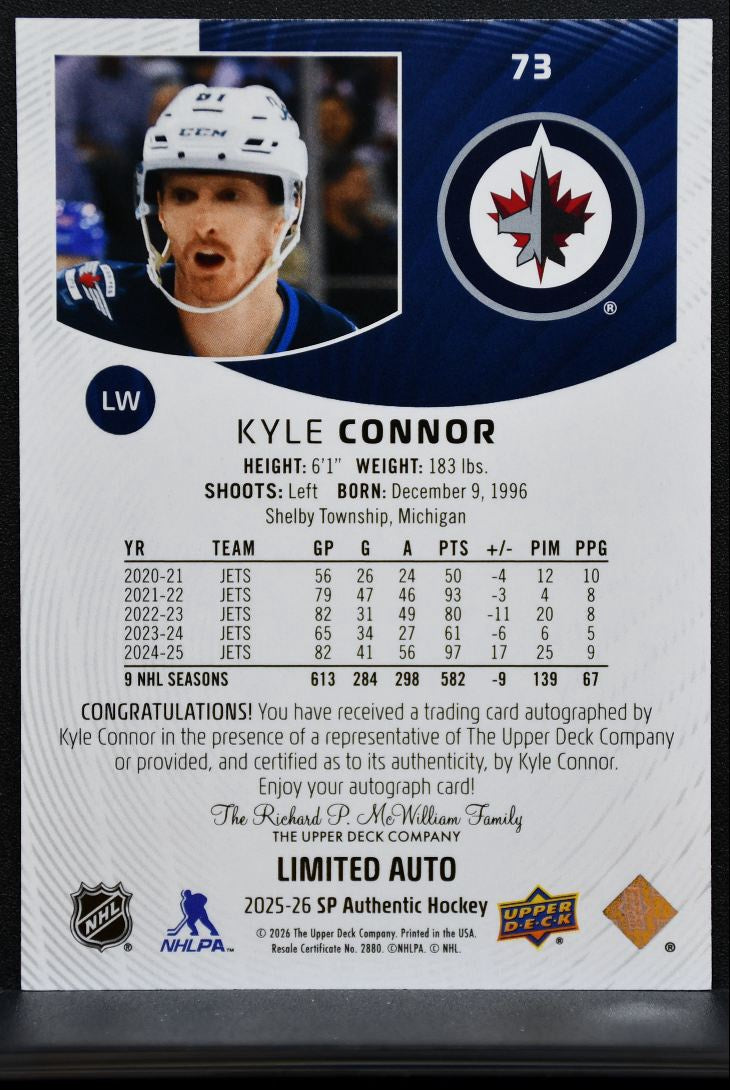 2025-26 SP Authentic Limited Auto Kyle Connor 73 Winnipeg Jets Auto 2577