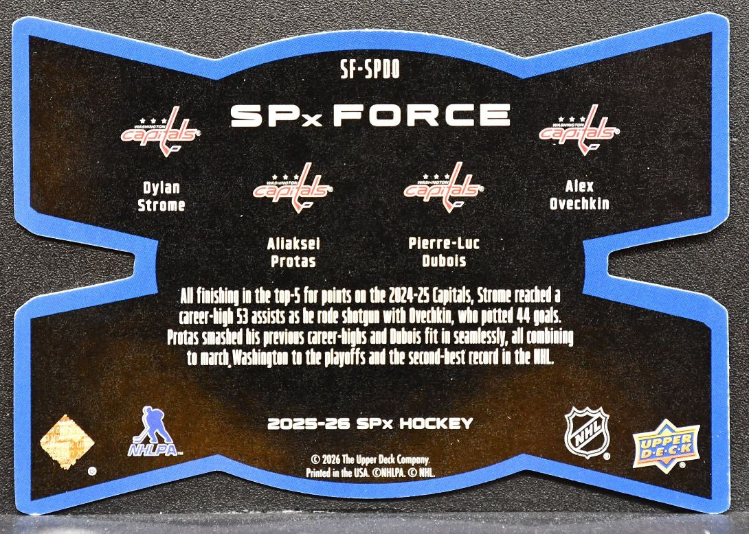 2025-26 SPx Force Strome/Protas/Dubois/Ovechkin Capitals 8037
