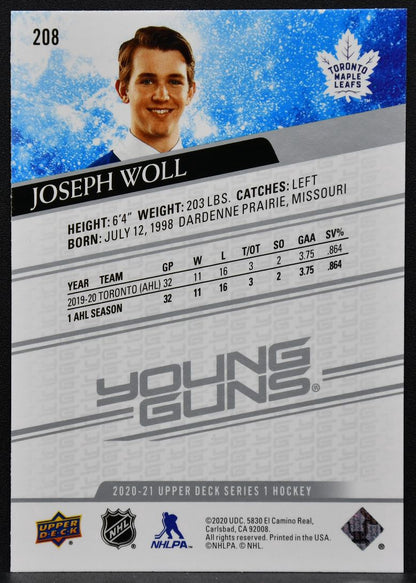 2020-21 Upper Deck Series 1 Young Guns Joseph Woll 208 RC 1623