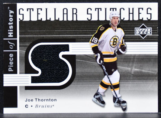2002-03 UD Piece of History Stellar Stitches Joe Thornton Bruins Jersey 4275