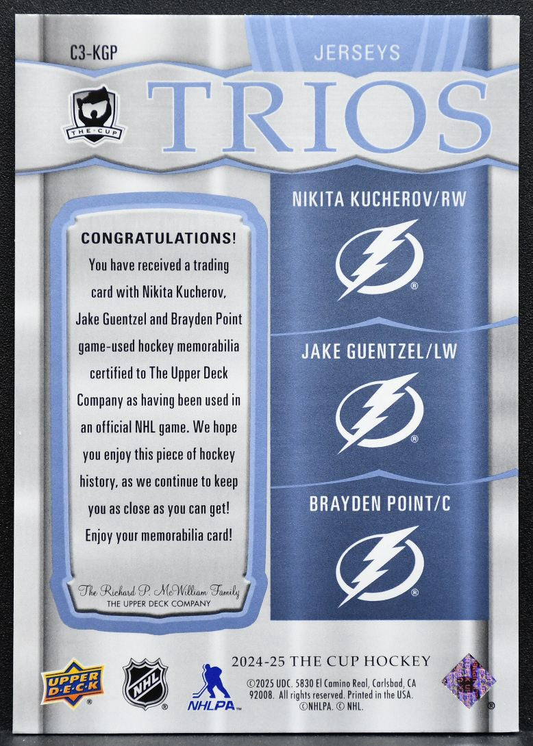 2024-25 UD The Cup Trios Guentzel/Point/Kucherov Lightning 47/49 Jersey 6231