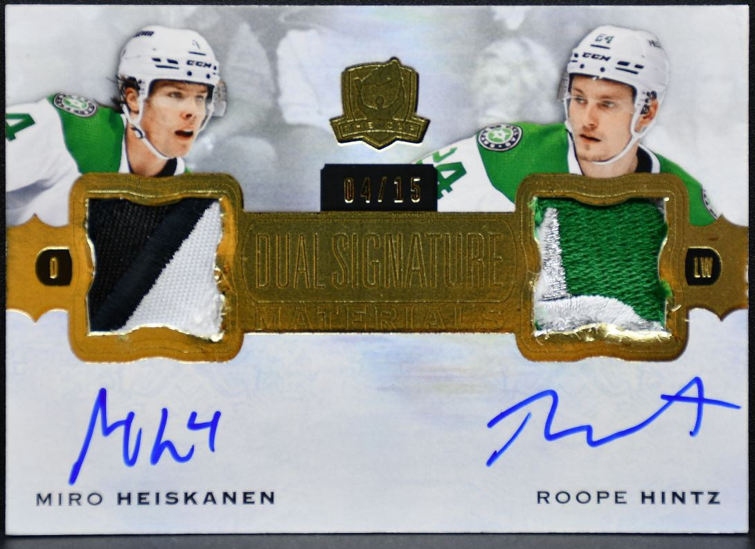 2022-23 UD The Cup Dual Sig Mat Heiskanen / Hintz Stars Auto 42095 Patch 4212