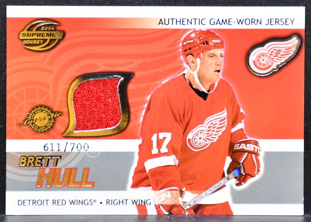 2003-04 Pacific Supreme Jersey Brett Hull Detroit Red Wings 611/700 Jersey 8697