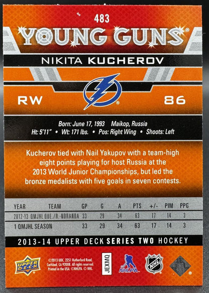 2013-14 UD Series 2 Young Guns Nikita Kucherov 483 Tampa Bay Lightning RC