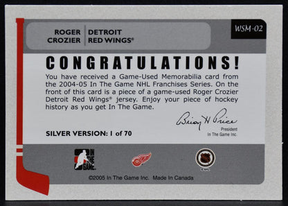2004-05 ITG Franchises US West Memorabilia Crozier WSM-02 Red Wings Jersey 3480