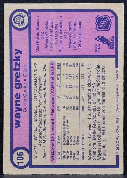 1982-83 O-Pee-Chee Wayne Gretzky 106 Edmonton Oilers 9027