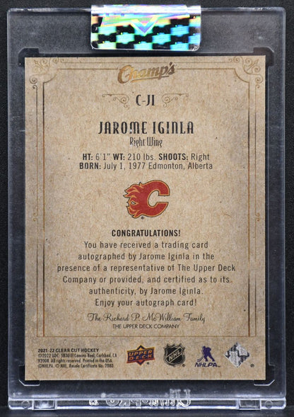 2021-22 UD Clear Cut Champ's Auto Jarome Iginla C-JI Calgary Flames Auto