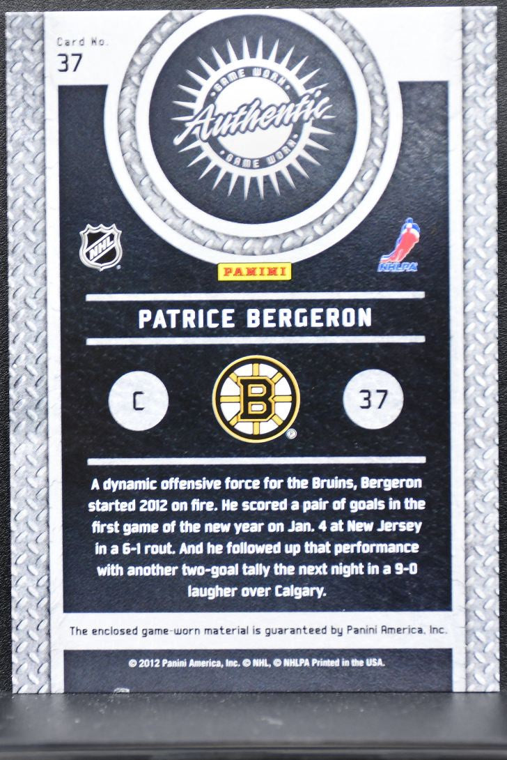 2011-12 Panini Titanium Game-Worn Gear Patrice Bergeron 37 Jersey 1458