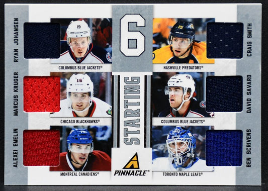Starting 6 Johansen Kruger Emelin Smith Savard Scrivens Blue Jackets Jersey 3699