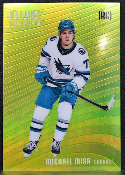 25-26 UD Allure Color Flow RC Yellow-Green Michael Misa CF-MM Sharks RC 7703