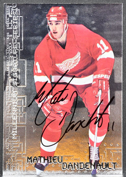 1999-100 In The Game Millennium Series Mathieu Dandenault 95 Red Wings Auto 9796