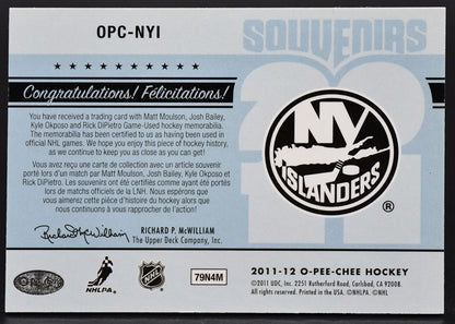 2011-12 OPC Souvenirs Moulson / Bailey / Okposo / DiPietro OPC-NYI Jersey