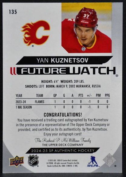 2024-25 SP Authentic Future Watch Kuznetsov Flames RC Auto 494/599 8348