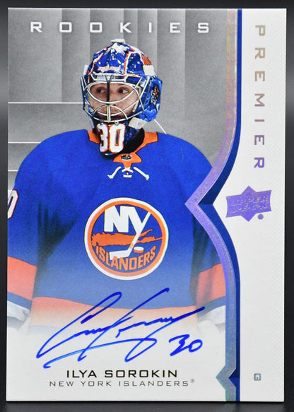 2020-21 UD Premier Ilya Sorokin 85 New York Islanders RC Auto