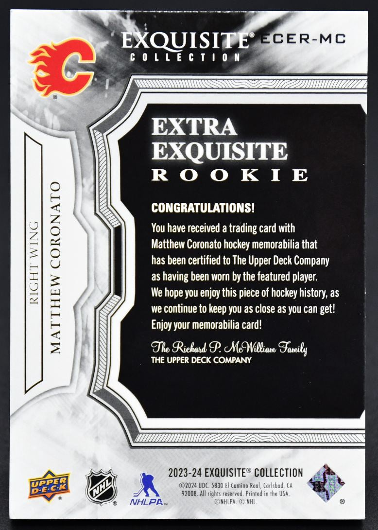 2023-24 UD Exquisite Collection Extra Exquisite Rookie Coronato RC /349 Jersey